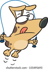 Cartoon dog skipping rope