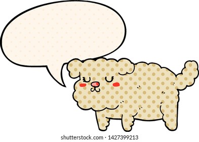 cartoon dog with speech bubble in comic book style