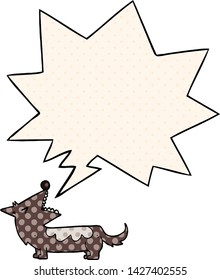 cartoon dog with speech bubble in comic book style