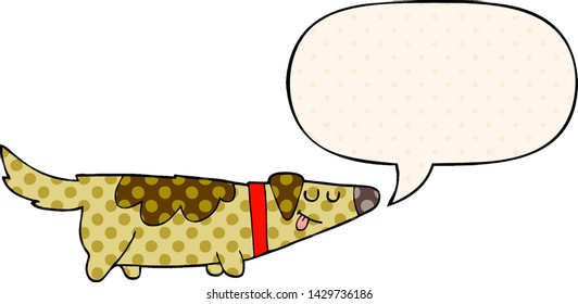 cartoon dog with speech bubble in comic book style