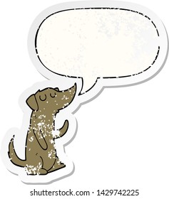 perro caricaturista con burbuja de habla angustiado viejo pegatina