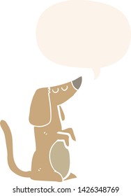 cartoon dog with speech bubble in retro style