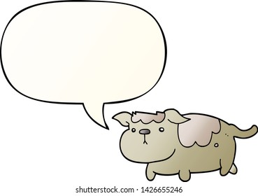 cartoon dog with speech bubble in smooth gradient style