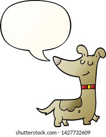 cartoon dog with speech bubble in smooth gradient style