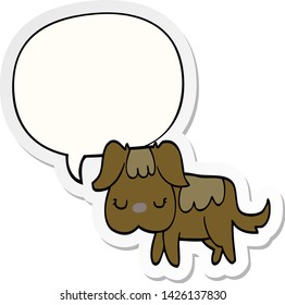 Cartoon-Hund mit Sprech-Aufkleber