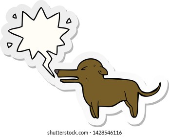 cartoon dog with speech bubble sticker