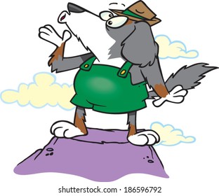 cartoon dog standing on a mountain yodeling