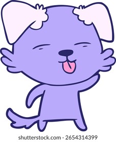 cartoon dog sticking out tongue in bright neon color