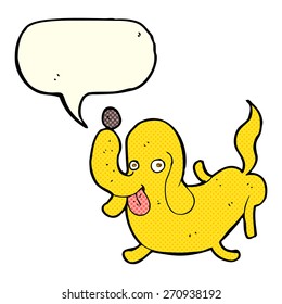 cartoon dog sticking out tongue with speech bubble