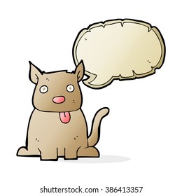 cartoon dog sticking out tongue with speech bubble
