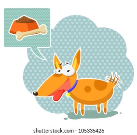 cartoon dog thinking about food (JPEG version available in my gallery))