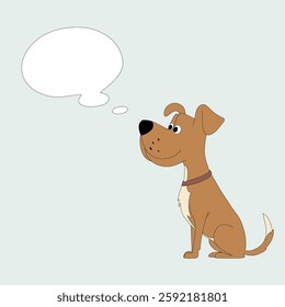 Cartoon dog thinking with empty thought bubble