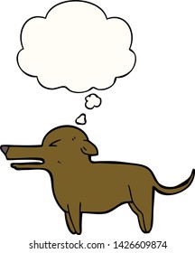 perro de dibujos animados con burbuja de pensamientos