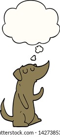 cartoon dog with thought bubble