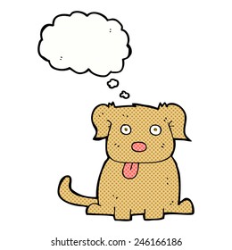 perro de dibujos animados con burbuja de pensamientos