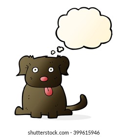 perro de dibujos animados con burbuja de pensamientos
