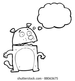 cartoon dog with thought bubble