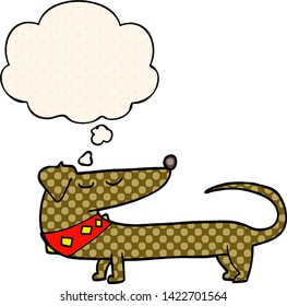 perro de caricatura con burbuja de pensamiento en el estilo de un libro de historietas