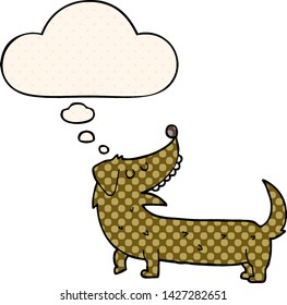 cartoon dog with thought bubble in comic book style