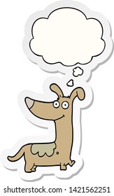 cartoon dog with thought bubble as a printed sticker