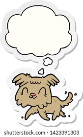 cartoon dog with thought bubble as a printed sticker