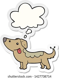 perro caricaturista con burbuja de pensamiento como pegatina impresa