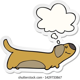 cartoon dog with thought bubble as a printed sticker