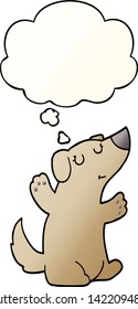 cartoon dog with thought bubble in smooth gradient style
