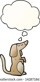 cartoon dog with thought bubble in smooth gradient style
