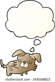 cartoon dog with thought bubble in smooth gradient style
