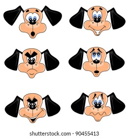 A cartoon dog with various facial expressions and moods