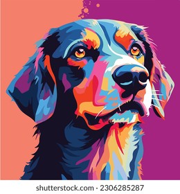 A cartoon of dog. vector illustration anime style, colorful, abstract, digital art