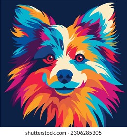 A cartoon of dog. vector illustration anime style, colorful, abstract, digital art