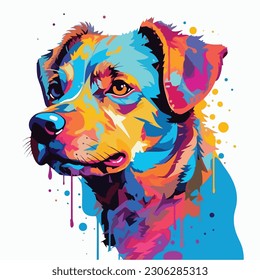 A cartoon of dog. vector illustration anime style, colorful, abstract, digital art