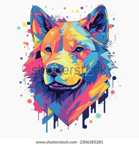 A cartoon of dog. vector illustration anime style, colorful, abstract, digital art