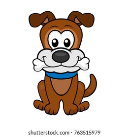 Cartoon Dog - Vector illustration. Dog with bone