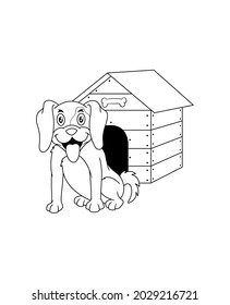 Cartoon dog vector illustration - Coloring book