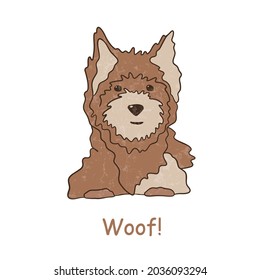 Cartoon dog vector outline illustration with texture
