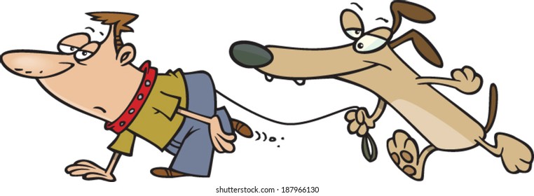 Cartoon Dog Walking A Man