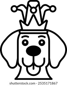 A cartoon dog wearing a crown