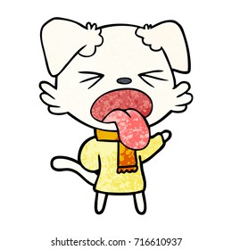 cartoon dog wearing scarf and pullover