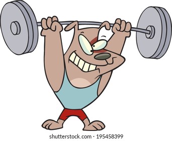 cartoon dog weight lifter