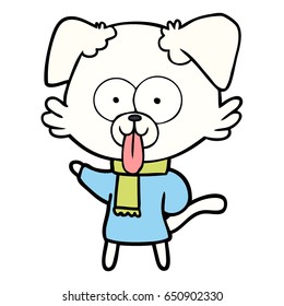 cartoon dog in winter clothes