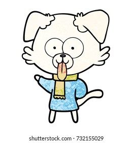 cartoon dog in winter clothes