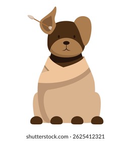Cartoon dog wrapped in a blanket having its ears cleaned with a cotton swab, representing pet care and hygiene