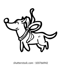 perro de dibujos animados envuelto en arco
