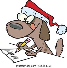 Cartoon Dog Writing A Letter To Santa