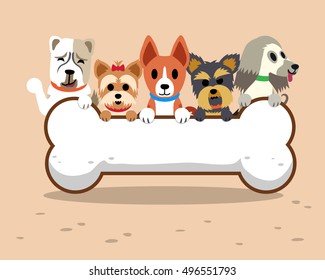 Cartoon dogs with bone