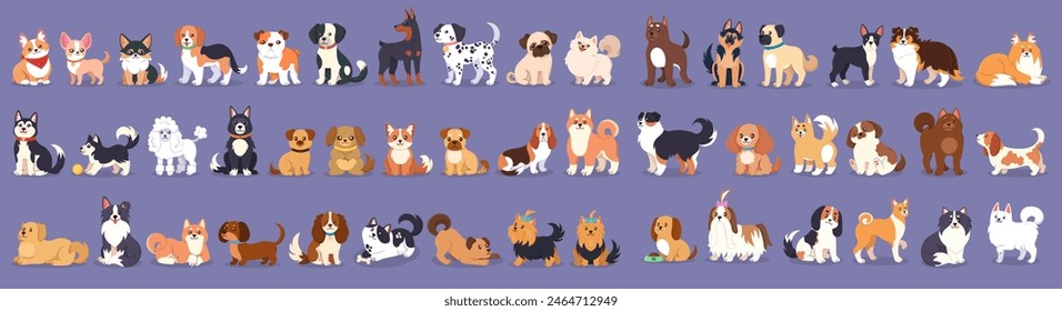 Cartoon dogs for design set