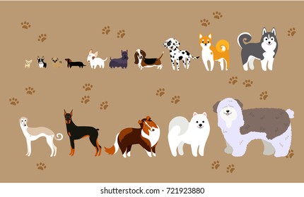 Cartoon dogs of different breeds